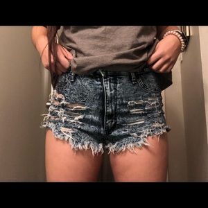 distressed jean shorts